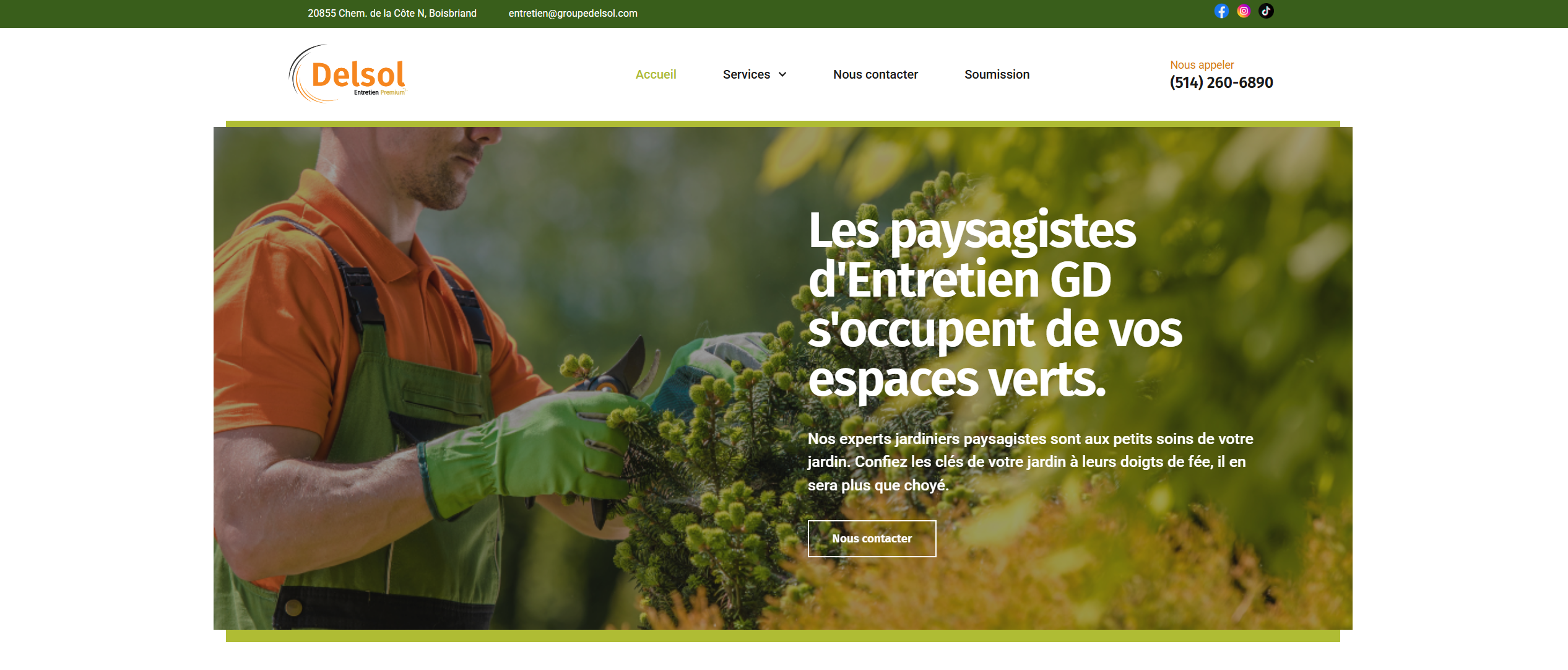 Capture d'écran du site web d'entretiengd.ca